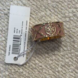 Tory Burch Gold and Nude/Mauve Enamel Ring - size 8 (fits like a 7)